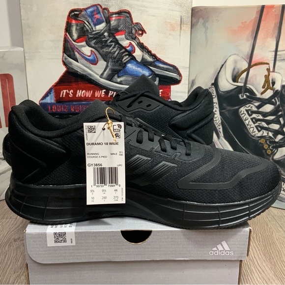 Men Adidas Duramo Athletic/Running Shoes Black GY3856 Size 9 Wide - Picture 3 of 12